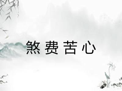煞费苦心 煞费苦心