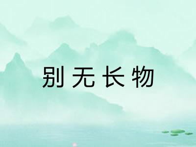 别无长物 别无长物