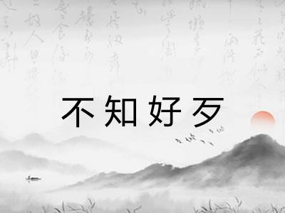 不知好歹 不知好歹