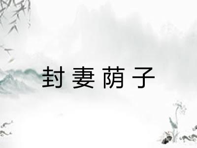 封妻荫子 封妻荫子