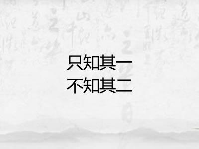 只知其一不知其二 只知其一不知其二